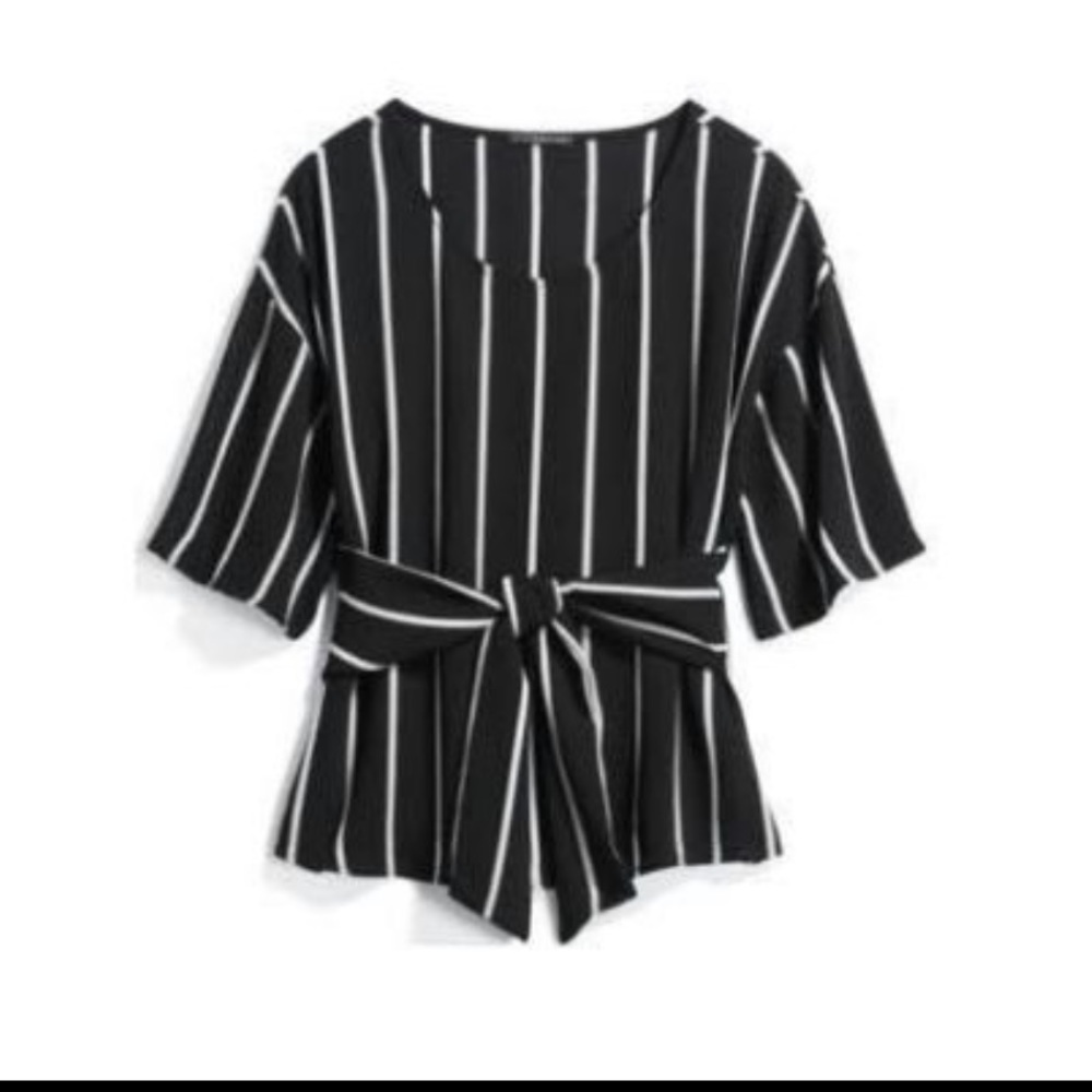 WEST KEI 🖤 Julianne Tie Front Stripe Blouse